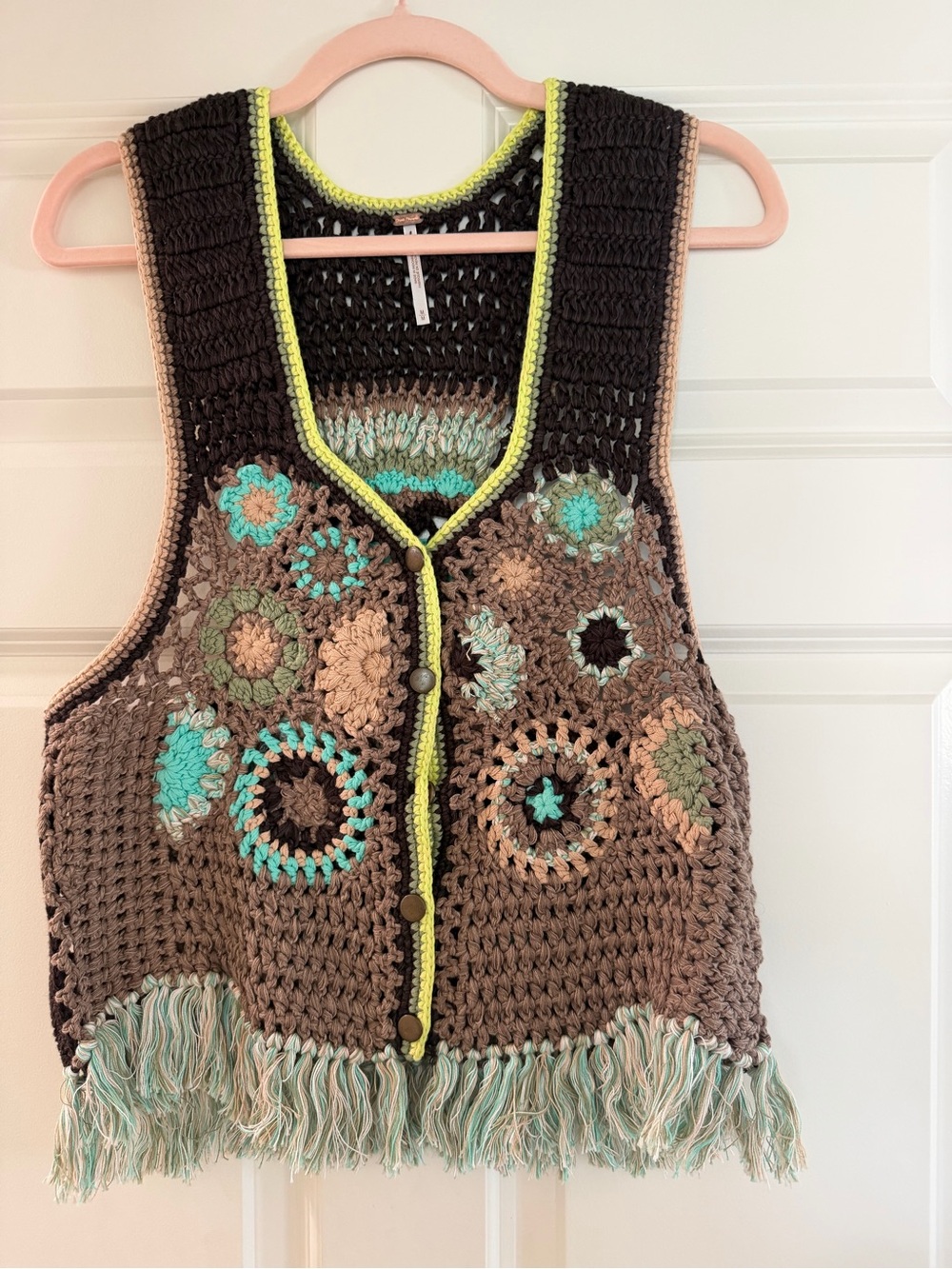 Free People Desert Rose Crochet Vest Size M - Picture 2 of 3